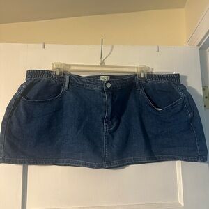 Shiny By Nature Denim Mini Skirt - Blue